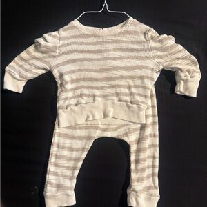 Jessica Simpson Baby Ribbed Knit 2pc Outfit Set 6-9M Neutral Stripe Lounge Cozy